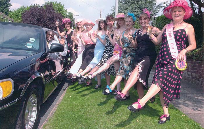Limousine with tap dancers on day out at york races