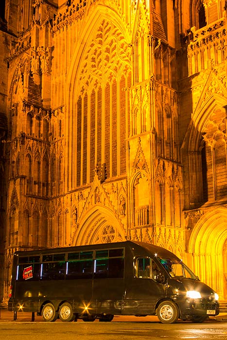limo party bus outside york minster